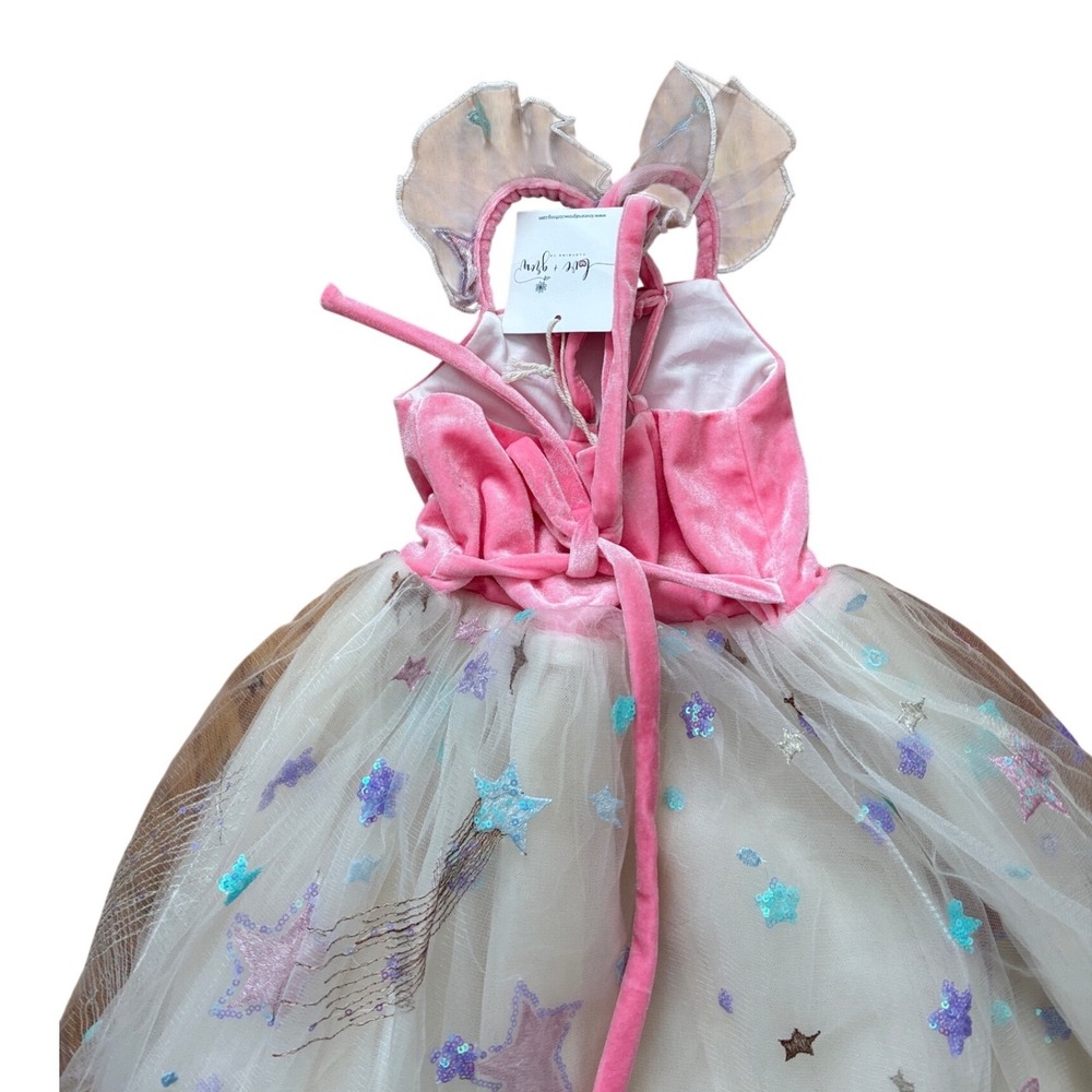 Love + Grow Girls Pink Velvet Star Tulle Princess Dress Costume Shooting Star 4T - Picture 5 of 8
